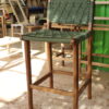 Handcrafted High Chair in Wood and Woven Green Cord