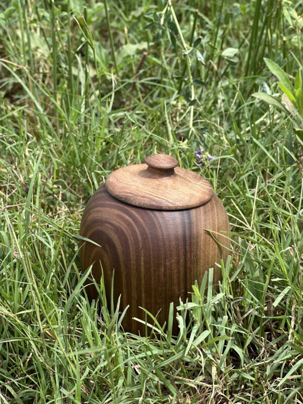 Handcrafted Walnut Wood Jar with Lid – Moroccan Artisan Work - Image 2