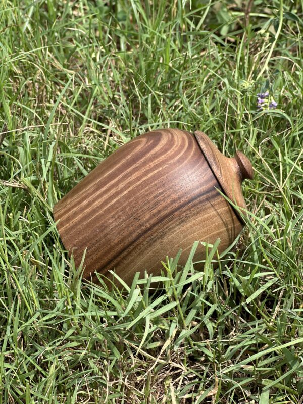 Handcrafted Walnut Wood Jar with Lid – Moroccan Artisan Work - Image 3