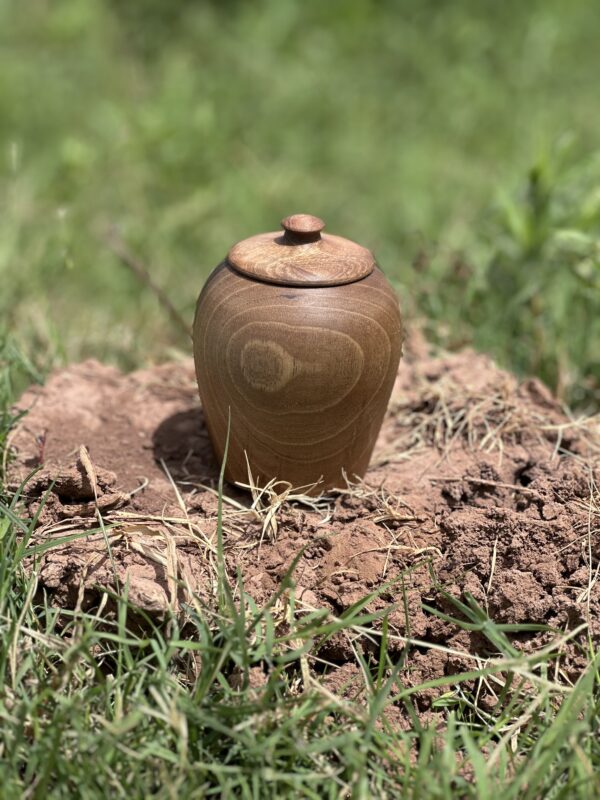 Handcrafted Walnut Wood Jar with Lid – Moroccan Artisan Work - Image 4