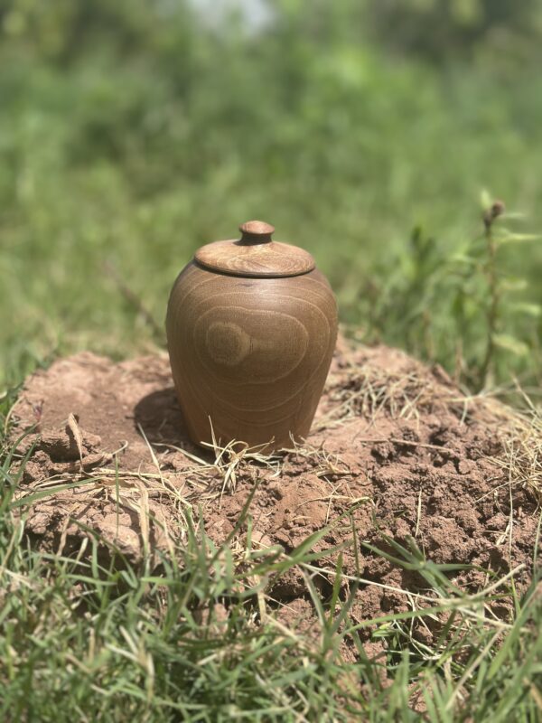 Handcrafted Walnut Wood Jar with Lid – Moroccan Artisan Work - Image 5