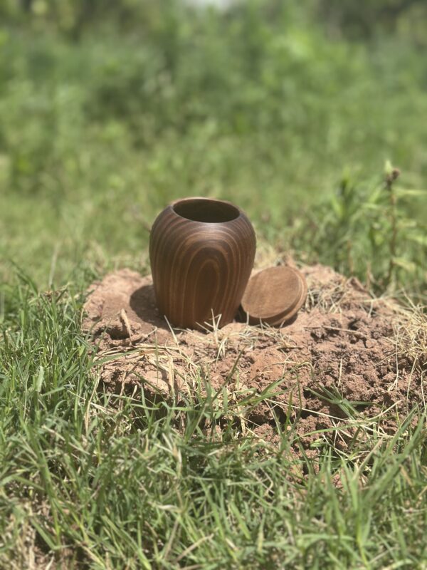 Handcrafted Walnut Wood Jar with Lid – Moroccan Artisan Work - Image 6