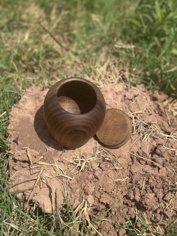 Handcrafted Walnut Wood Jar with Lid – Moroccan Artisan Work - Image 7