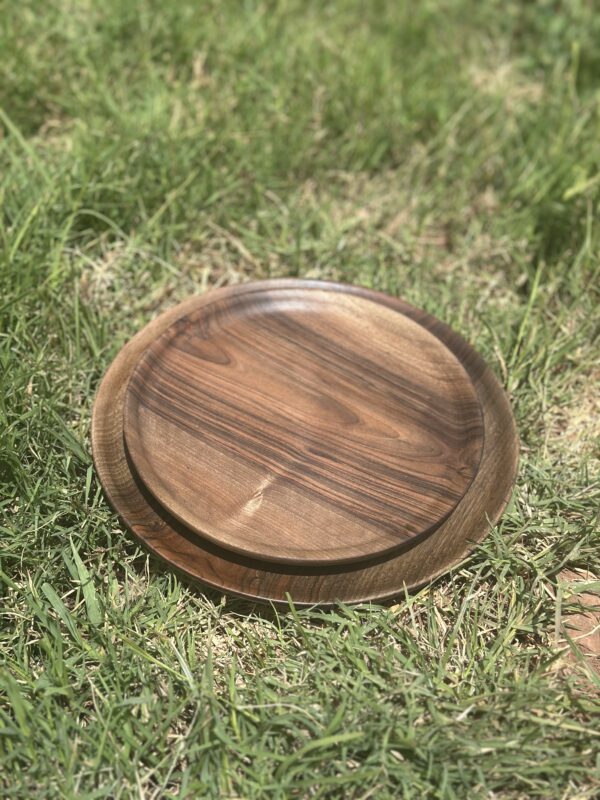 Pack 4 walnut wood plates - Image 5