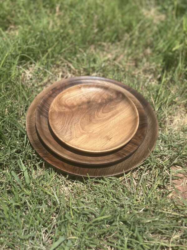 Pack 4 walnut wood plates - Image 6