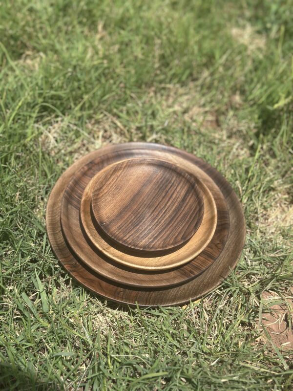 Pack 4 walnut wood plates - Image 7
