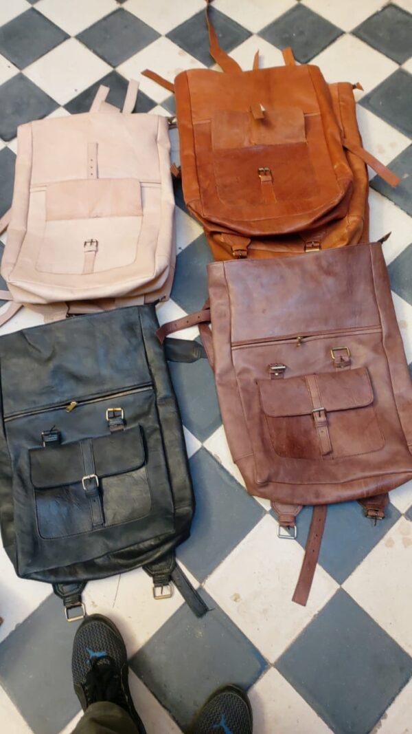 Handmade Leather Backpack – Moroccan Craftsmanship - Image 2