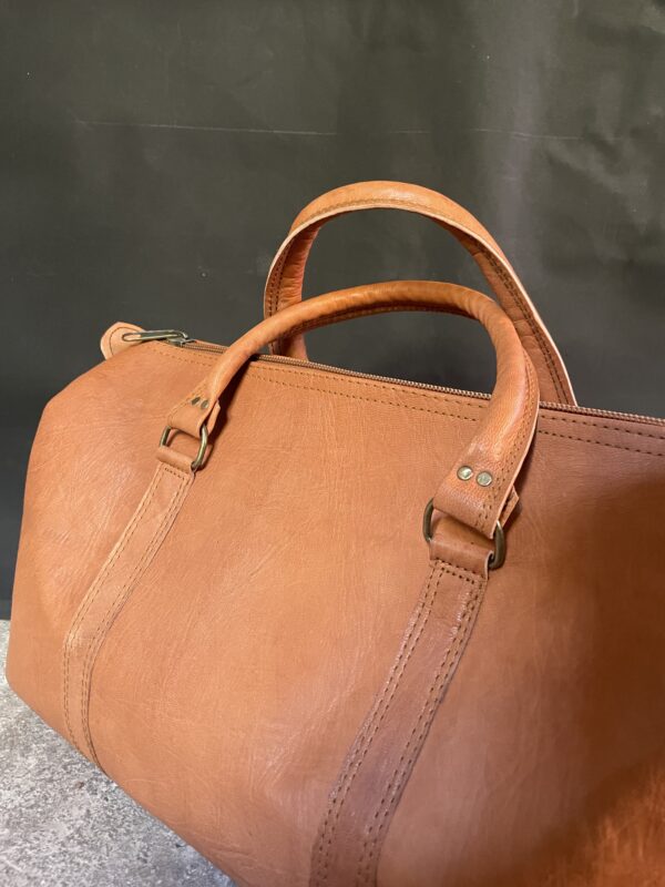 Handmade Moroccan Leather Travel Bag - Image 4