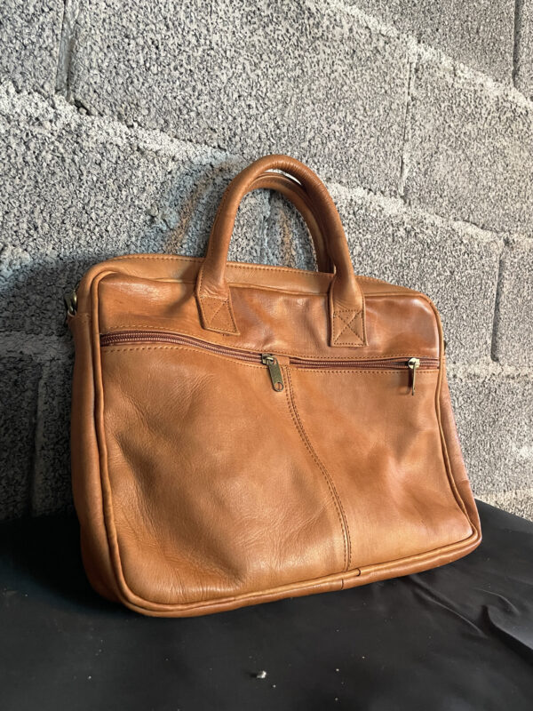 Moroccan handmade leather laptop bag.