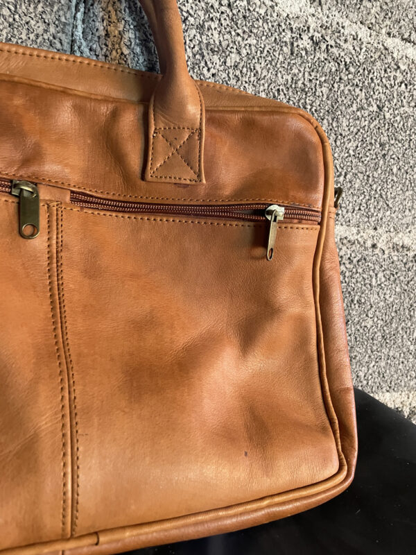Moroccan handmade leather laptop bag. - Image 4