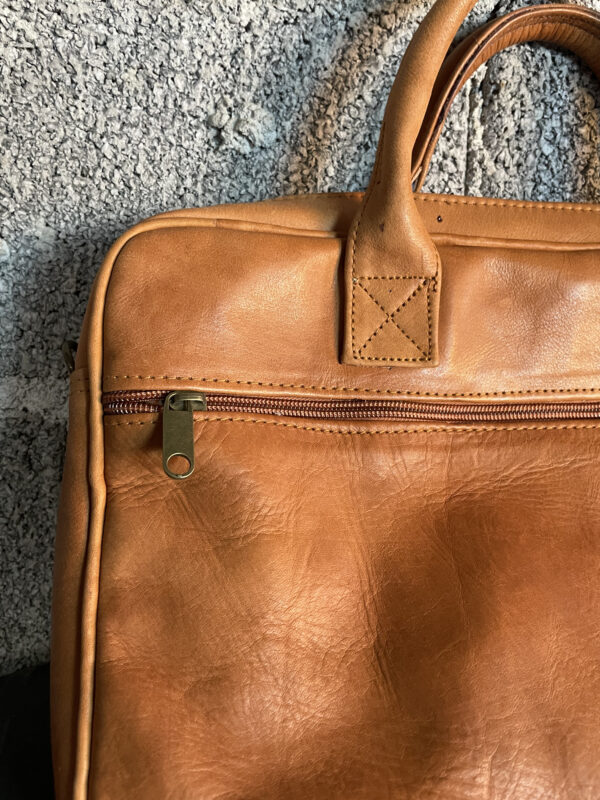 Moroccan handmade leather laptop bag. - Image 7