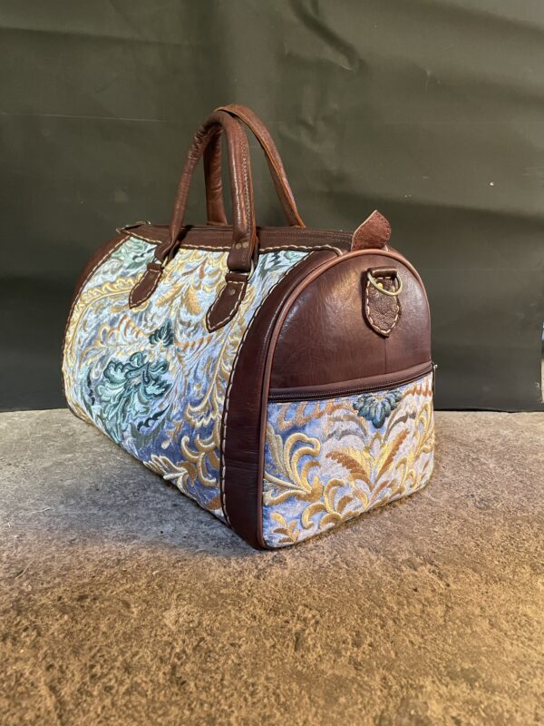 Moroccan Handmade Travel Bag – Embroidered Leather Weekender Duffle