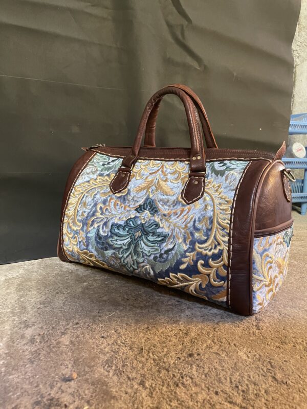 Moroccan Handmade Travel Bag – Embroidered Leather Weekender Duffle - Image 4