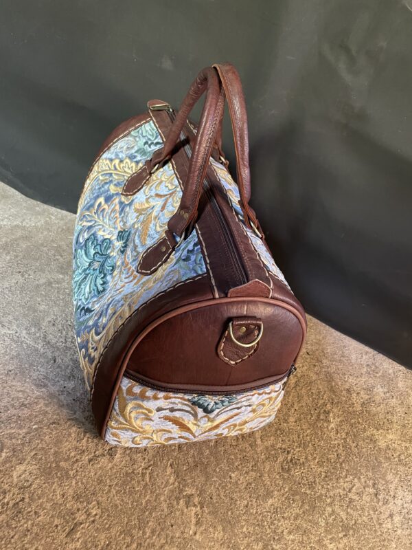 Moroccan Handmade Travel Bag – Embroidered Leather Weekender Duffle - Image 5