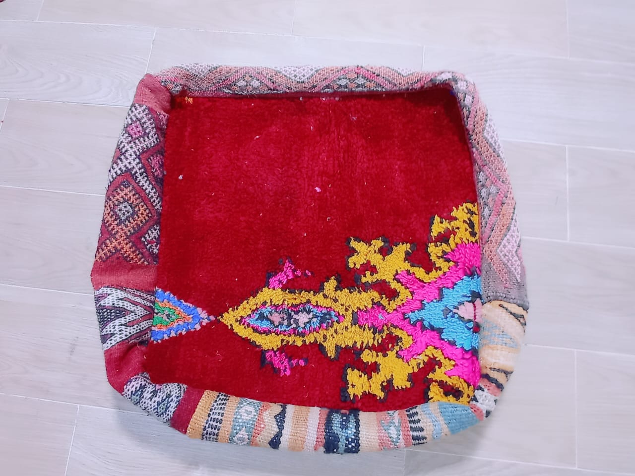 Moroccan Boucherouite Pouf - Image 11