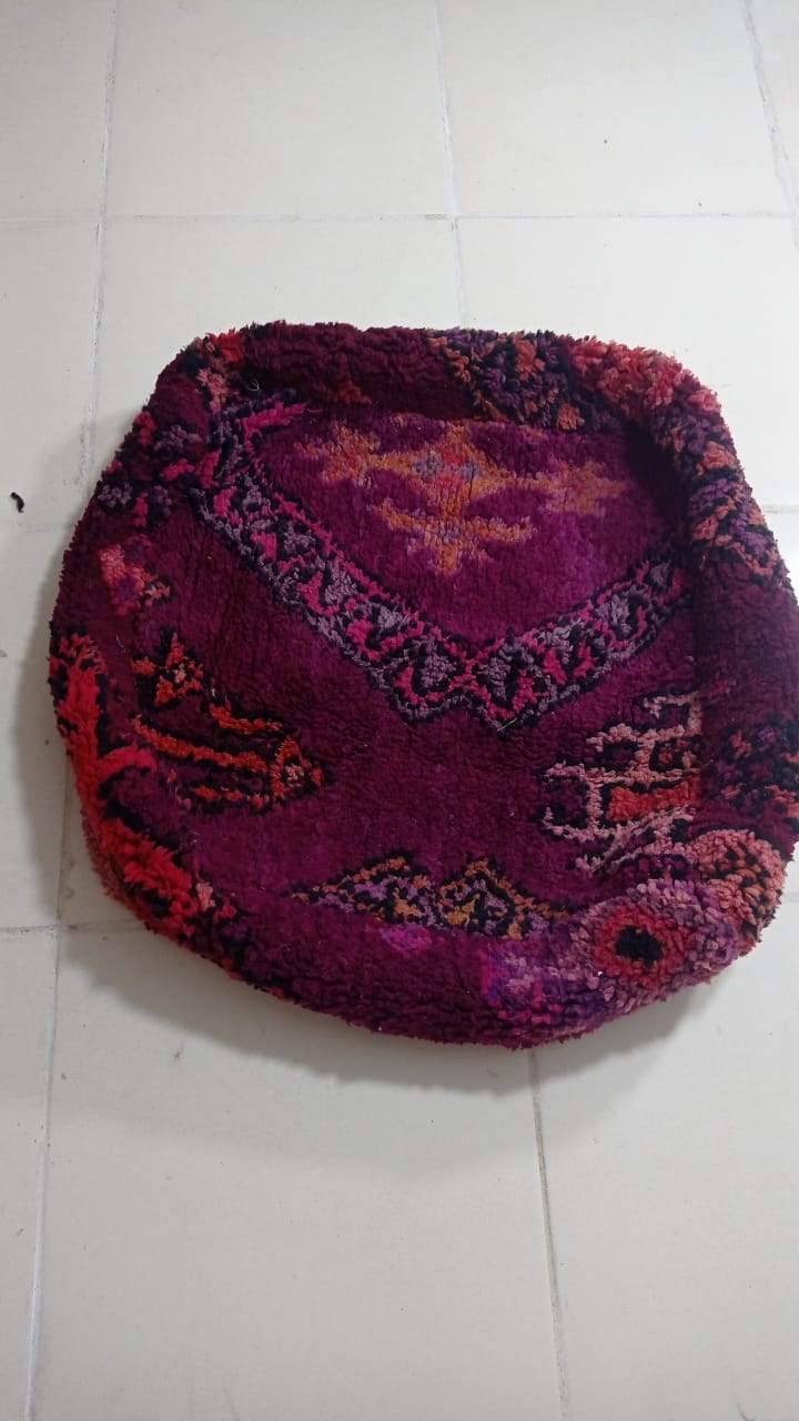 Moroccan Boucherouite Pouf - Image 9