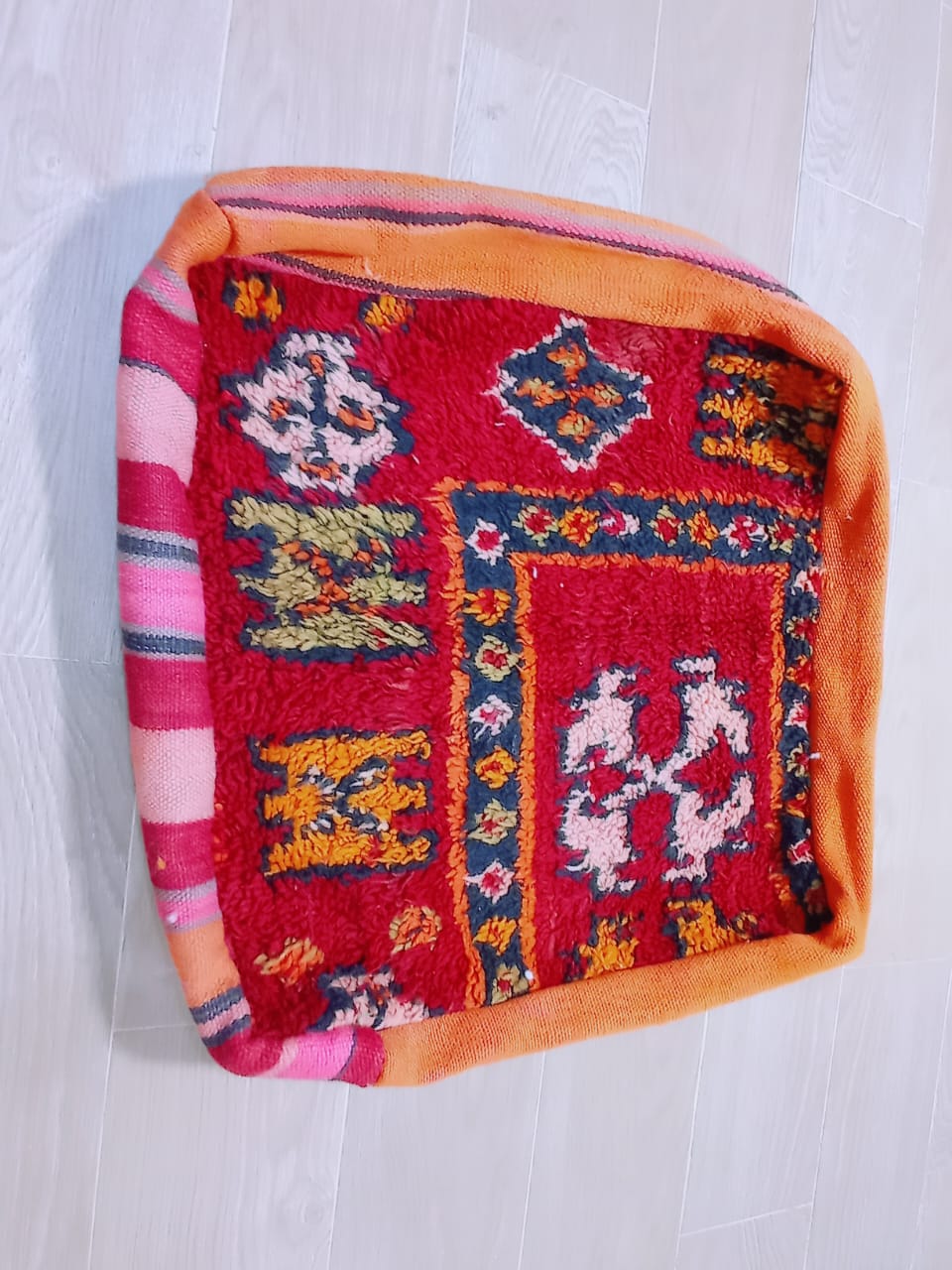 Moroccan Boucherouite Pouf