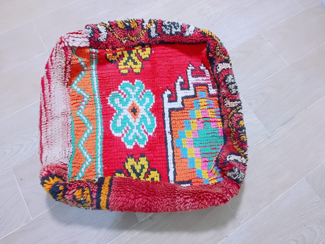 Moroccan Boucherouite Pouf - Image 2