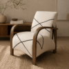 Handcrafted Moroccan Walnut Armchair with Beni Ourain Upholstery