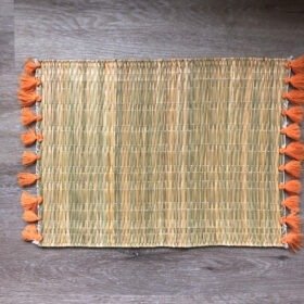 Handwoven Moroccan Raffia Placemat with Tassels 2