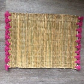 Handwoven Moroccan Raffia Placemat with Tassels 3