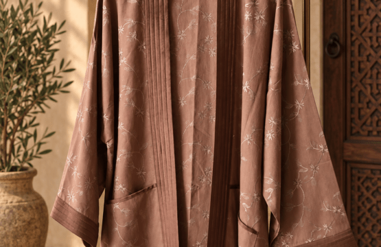 Brown Moroccan Embroidered Kimono